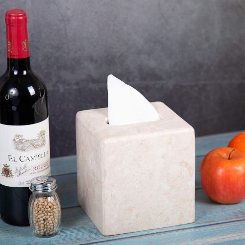  Creative Home Champagne Marble Spa Hand Carved Tissue Box Holder