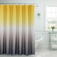 Creative Home Ideas Ombre Textured Shower Curtain with Beaded Rings, Yellow/Grey