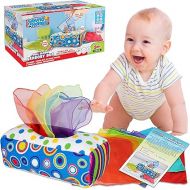 Sensory Pull Along Baby Tissue Box - Montessori Toy for Babies and Toddlers Tissue Box Learning Toys for 5 Months + STEM Educational Toys for Toddler Infant Babies (Large)
