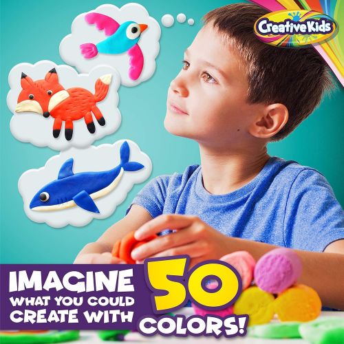  [아마존베스트]Creative Kids Air Dry Clay Modeling Crafts Kit - Super Light Nontoxic - 50 Vibrant Colors & 6 Clay Tools - STEM Educational DIY Molding Set - Easy Instructions  Gift for Boys & Gi