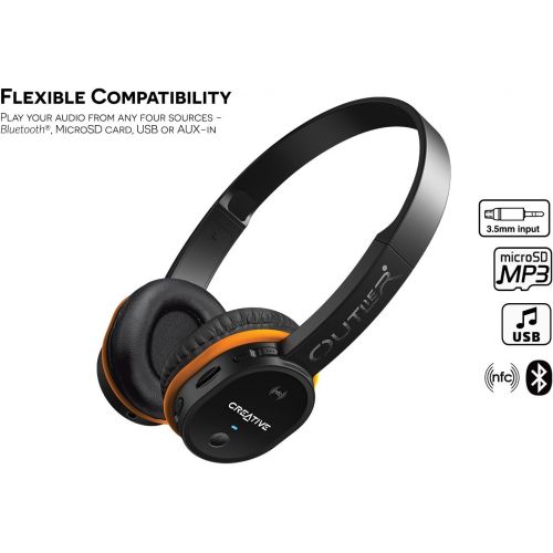  Creative Labs Creative Outlier Wireless Bluetooth On-ear Headphones with Integrated microSD Card MP3 Player (Black)