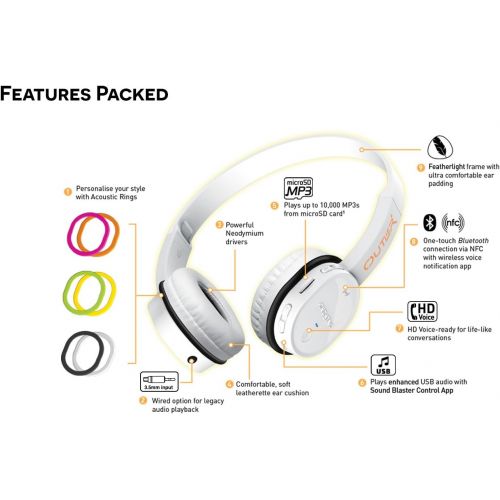  Creative Labs Creative Outlier Wireless Bluetooth On-ear Headphones with Integrated microSD Card MP3 Player (Black)