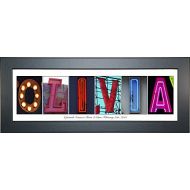 Creative Letter Art Personalized Children?s Gifts - Eclectic Shelf Top or Wall Hanging Name Sign for Girls or Boys Room with Bright Broadway Light Images - Exclusively By Creative?