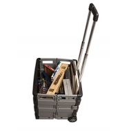 Creative Mark Austin Supply Roller Crate - for Carrying Gear, Art Materials, Books, Shopping Bags, and More with Minimal Effort - [Black and Silver | 16 x 16.5 x 14.5]