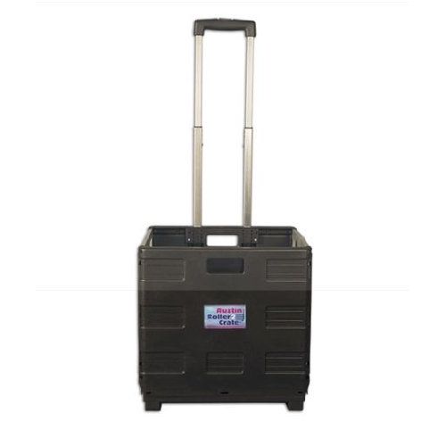  Creative Mark Austin Supply Roller Crate - for Carrying Gear, Art Materials, Books, Shopping Bags, and More with Minimal Effort - [Black and Silver | 16 x 16.5 x 14.5]