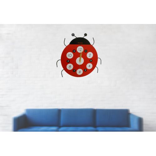  Creative Motion Ladybug Clock; Product Size: Size: 12.6W x 12.6H x .59D. Great for kids, dorm, office, room decal