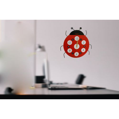  Creative Motion Ladybug Clock; Product Size: Size: 12.6W x 12.6H x .59D. Great for kids, dorm, office, room decal