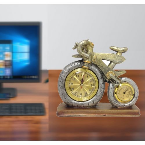  Creative Motion Industries Bicycle Clock with Thermometer; Great for desk-top office, room, dorm, shop decor. Product Size: 9 Height x 10 Width x 3 Depth