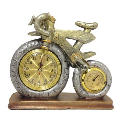  Creative Motion Industries Bicycle Clock with Thermometer; Great for desk-top office, room, dorm, shop decor. Product Size: 9 Height x 10 Width x 3 Depth