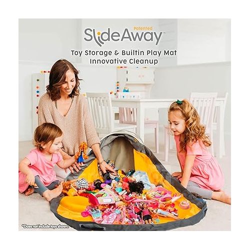  Creative QT - SlideAway Toy Storage Organizer & Play Mat for Kids - Organizer Storage Bin for Toys - Kids Toy Box for Boys & Girls - Playroom Storage - Toy Holders for Kids Rooms - Grey Stripe