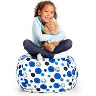 [아마존 핫딜] [아마존핫딜]Creative QT Stuffed Animal Storage Bean Bag Chair - Toddler Size Stuff n Sit Organization for Kids Toy Storage - Available in a Variety of Sizes and Colors (27, Blue Polka Dot)