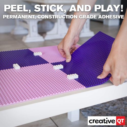  [아마존핫딜][아마존 핫딜] Creative QT Peel-and-Stick Baseplates - Self Adhesive Building Brick Plates - Compatible with All Major Brands - 4 Pack - 2 Pink 2 Purple - 10 inch x 10 inch