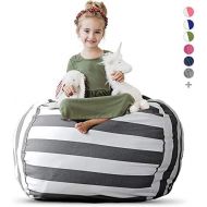 [아마존베스트]Creative QT Stuffed Animal Storage Bean Bag Chair - Extra Large Stuff n Sit Organization for Kids Toy Storage - Available in a Variety of Sizes and Colors (38, Grey/White Striped)