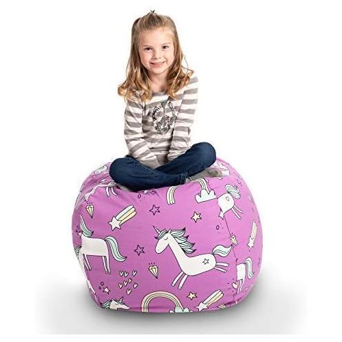  [아마존베스트]Creative QT Stuffed Animal Storage Bean Bag Chair - Stuff n Sit Organization for Kids Toy Storage - Available in a Variety of Sizes and Colors (33, Unicorn)