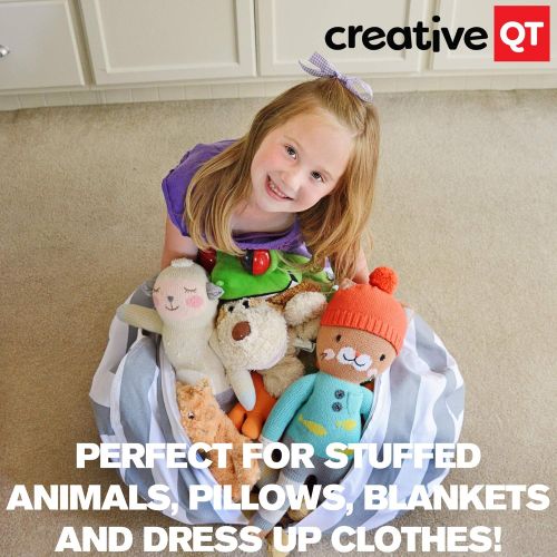  [아마존베스트]Creative QT Stuffed Animal Storage Bean Bag Chair - Standard Stuff n Sit Organization for Kids Toy Storage - Available in a Variety of Sizes and Colors (27, Grey/White Striped)