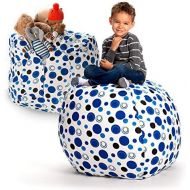 [아마존베스트]Creative QT Stuffed Animal Storage Bean Bag Chair - Extra Large Stuff n Sit Organization for Kids Toy Storage - Available in a Variety of Sizes and Colors (38, Blue Polka Dot)