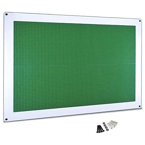  Creative QT Play-Up Wall Panel - Large Building Brick Play Wall - Pre-Assembled - Compatible with All Major Brands of Interlocking Blocks - Vertical Building Surface - Green - 24 inch x 34 inc