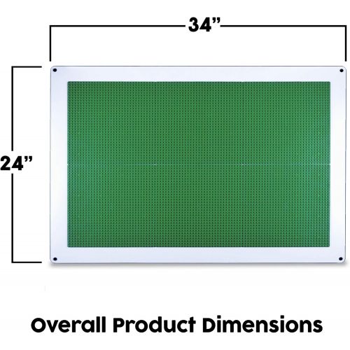  Creative QT Play-Up Wall Panel - Large Building Brick Play Wall - Pre-Assembled - Compatible with All Major Brands of Interlocking Blocks - Vertical Building Surface - Green - 24 inch x 34 inc