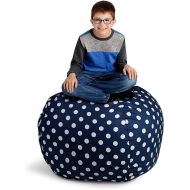 [아마존베스트]Stuffed Animal Storage Bean Bag Chair - Large Stuff n Sit by Creative QT - Organization for Kids Toy Storage - Available in a Variety of Sizes and Colors (33, Blue Polka Dot)