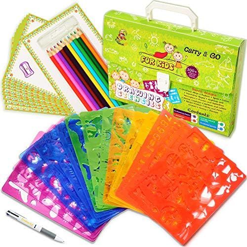  [아마존베스트]Drawing Stencils Set for Kids (54-Piece) - Perfect Creativity Kit & Travel Activity - Arts and Crafts for Girls & Boys with Over 300 Shapes - Educational Toys Age 3+ Ideal Kids Gif