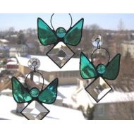 CreativeSpiritGlass Stained Glass Angel|Stained Glass Suncatcher|Birthstone Angel|March Aquamarine Angel Suncatcher|Aqua|Handcrafted|Made in