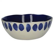 CreativeTops Mikasa Azores Stoneware Patterned Salad/Pasta Serving Bowl, 26 cm (10) - White/Blue