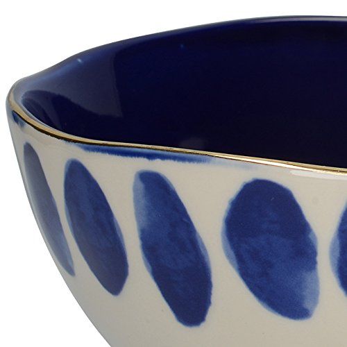  CreativeTops Mikasa Azores Stoneware Patterned Salad/Pasta Serving Bowl, 26 cm (10) - White/Blue