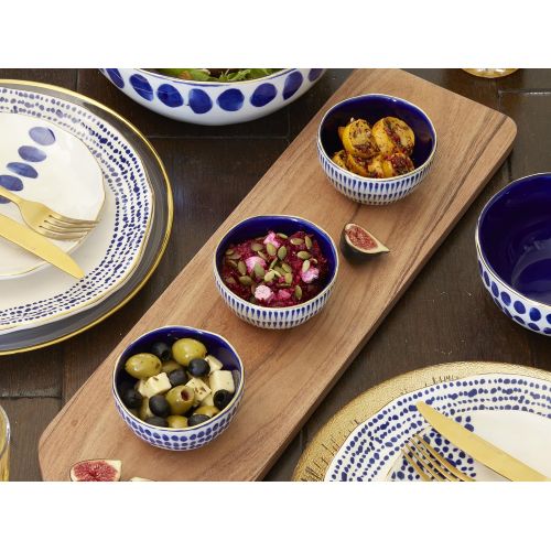  CreativeTops Mikasa Azores Stoneware Patterned Salad/Pasta Serving Bowl, 26 cm (10) - White/Blue