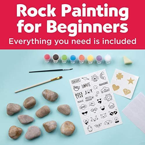  [아마존베스트]Creativity for Kids Hide & Seek Rock Painting Kit - Arts & Crafts For Kids - Includes Rocks & Waterproof Paint