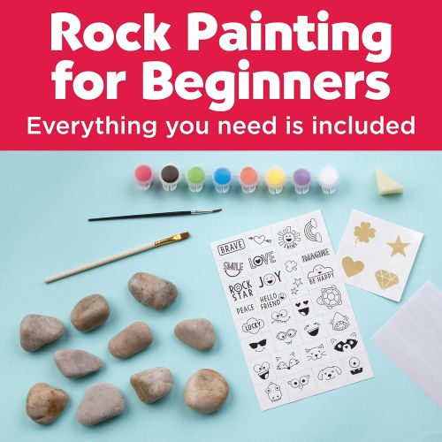  [아마존베스트]Creativity for Kids Hide & Seek Rock Painting Kit - Arts & Crafts For Kids - Includes Rocks & Waterproof Paint