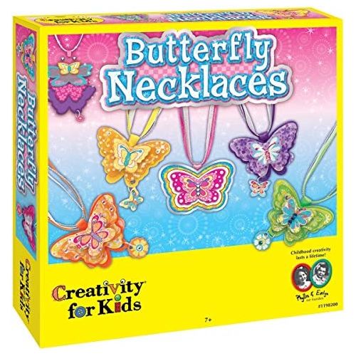  [아마존베스트]Creativity for Kids Butterfly Necklaces - Childrens Jewelry Making Craft Kit - Makes 6 Necklaces