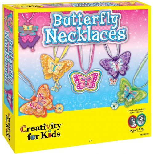  [아마존베스트]Creativity for Kids Butterfly Necklaces - Childrens Jewelry Making Craft Kit - Makes 6 Necklaces