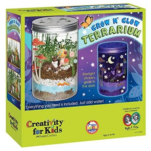  [아마존베스트]Creativity For Kids Grow N Glow Terrarium Science Kits for Kids - Create Your Own Mini Ecosystem, Educational Toys