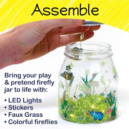  [아마존베스트]Creativity for Kids Make Your Own Firefly Light Craft Kit - Build a Play and Pretend Shrink Fun Indoor Lightning Bug Jar, Multi