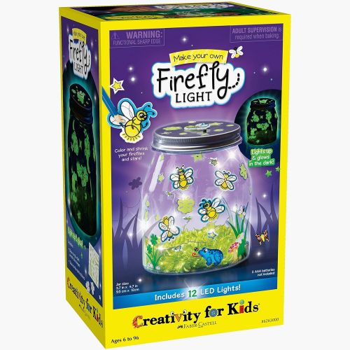  [아마존베스트]Creativity for Kids Make Your Own Firefly Light Craft Kit - Build a Play and Pretend Shrink Fun Indoor Lightning Bug Jar, Multi