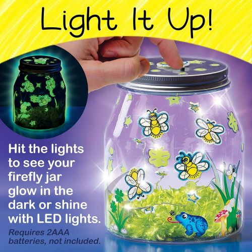  [아마존베스트]Creativity for Kids Make Your Own Firefly Light Craft Kit - Build a Play and Pretend Shrink Fun Indoor Lightning Bug Jar, Multi