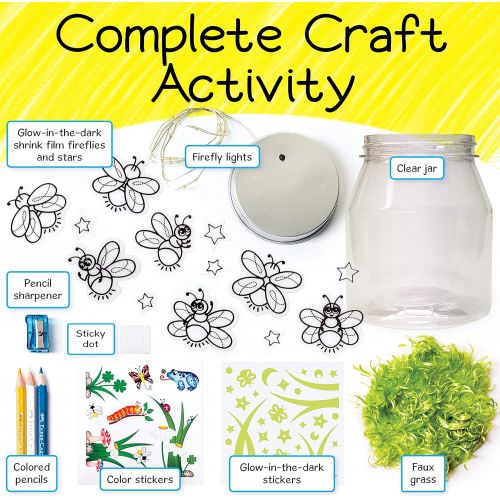  [아마존베스트]Creativity for Kids Make Your Own Firefly Light Craft Kit - Build a Play and Pretend Shrink Fun Indoor Lightning Bug Jar, Multi