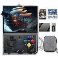 Miyoo Mini Plus Handheld Game Console 3.5 inch Miyoo-Mini+ Portable Retro Video Games Consoles Pocket Rechargeable Hand Held Classic System Black Transparent 128GB