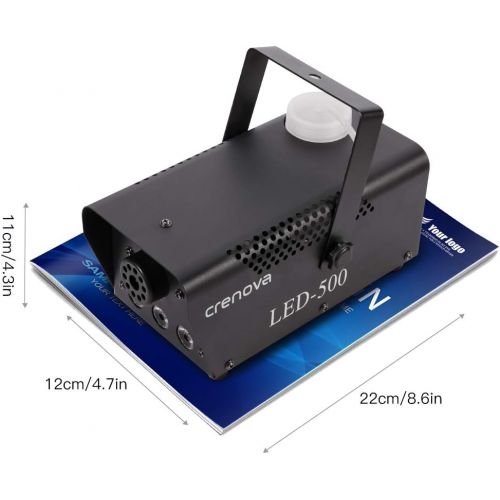  [아마존 핫딜] [아마존핫딜] Fog Machine, 7 Color LED Lights, Crenova FM-03 Compact Portable Smoke Machine, Wireless Remote, Best Mist Machine for Halloween Party Festival Wedding Stage Effect, 500W-Black