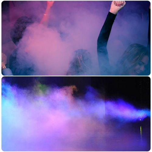  [아마존 핫딜] [아마존핫딜] Fog Machine, 7 Color LED Lights, Crenova FM-03 Compact Portable Smoke Machine, Wireless Remote, Best Mist Machine for Halloween Party Festival Wedding Stage Effect, 500W-Black