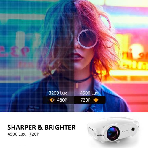  [아마존 핫딜] [아마존핫딜]Crenova Mini Projector, Native 720P LED Video Projector, Upgraded 3800 Lux Portable HD Home Theater Projector with 200 Projection Size, Compatible with HDMI/VGA/AV/USB/TF SD Card