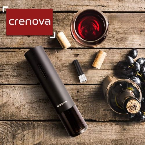  [아마존핫딜][아마존 핫딜] Crenova 4-in-1 전자 와인 오프너, 충전식 자동 코르크스크루 와인 병따개 세트 와인 세이버 펌프, 와인 에어레이터 및 와인 포일 커터 및 USB 충전 케이블, 우아한 블랙