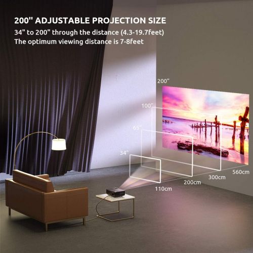  [아마존 핫딜] Native 1080P Projector, Crenova HD Video Projector, 5800 Lux LED Movie Projector with 200 Display, Compatible with TV Stick, HDMI, VGA, USB, iPad, PC, Xbox, iPhone for Home Enterta