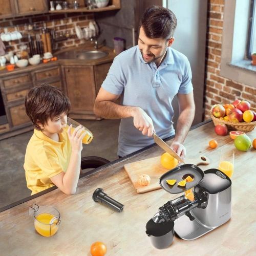  Slow Juicer Machine, Crenova Cold Press Masticating Juicer with 95% Juice Yield, Low Noise, Portable Bottle, Brush, Vegetable & Fruit Juice Recipes, Easy to Assemble & Clean