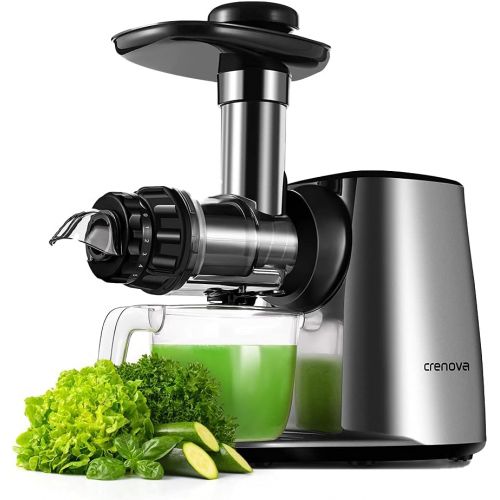  [아마존베스트]Crenova Slow Juicer, Cold Press Masticating Juicer with Quiet Motor, Reverse Function, Cleaning Brush, Fruit and Vegetable Juice Recipes, Easy to Assemble, Low Noise