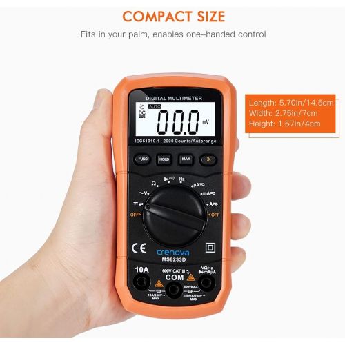  [아마존베스트]Crenova MS8233D Auto-Ranging Digital Multimeter Home Measuring Tools with Backlight LCD Display