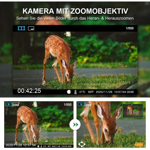  [아마존베스트]Crenova 20MP wildlife camera with 32GB SD card, 47 pcs, 940 nm, IR LEDs 20 m night vision and IP66 waterproof, hunting game camera.