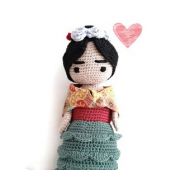 CreoErgoSumDesign FRIDA KAHLO Amigurumi Doll, Frida Portrait Doll , Frida Crochet Art Doll, OOAK Frida Doll, gift for art lover, feminist characters