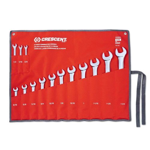  Crescent CCWS4 14-Piece SAE Combination Wrench Set with Roll Pouch