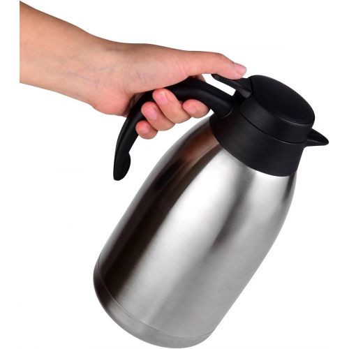  Cresimo 2 Liter Edelstahl Thermoskanne, Teekanne, Kaffeekanne, und Isolierkanne mit 12 Stunden Warmespeicherung  doppelwandige Vakuum Tee und Kaffee Thermokanne  2L Isolier Kanne von Cre